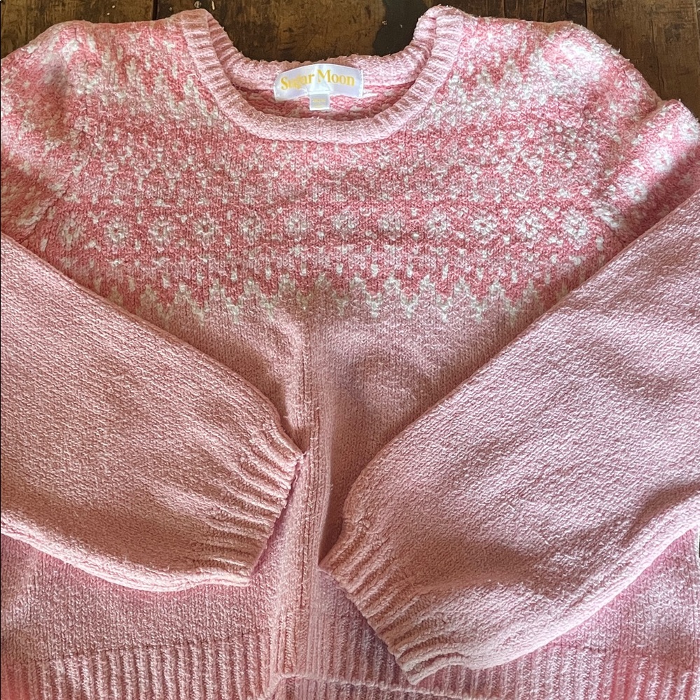 Pink and White Kids Sweater